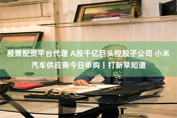 股票配资平台代理 A股千亿巨头控股子公司 小米汽车供应商今日申购丨打新早知道
