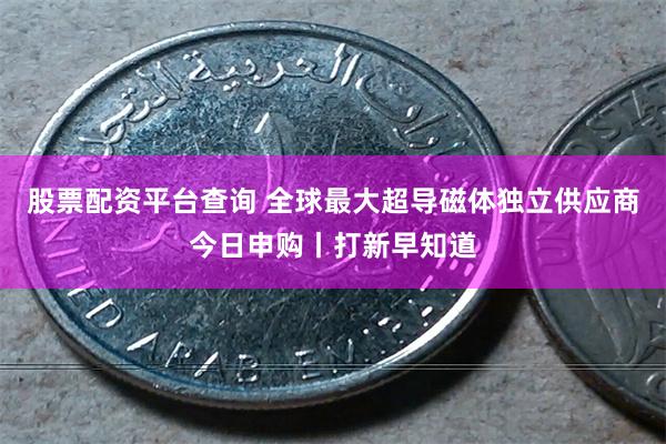 股票配资平台查询 全球最大超导磁体独立供应商今日申购丨打新早知道
